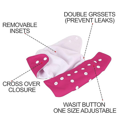 Baby Cloth Diapers One Size Adjustable Washable Reusable for Baby Girls and Boys