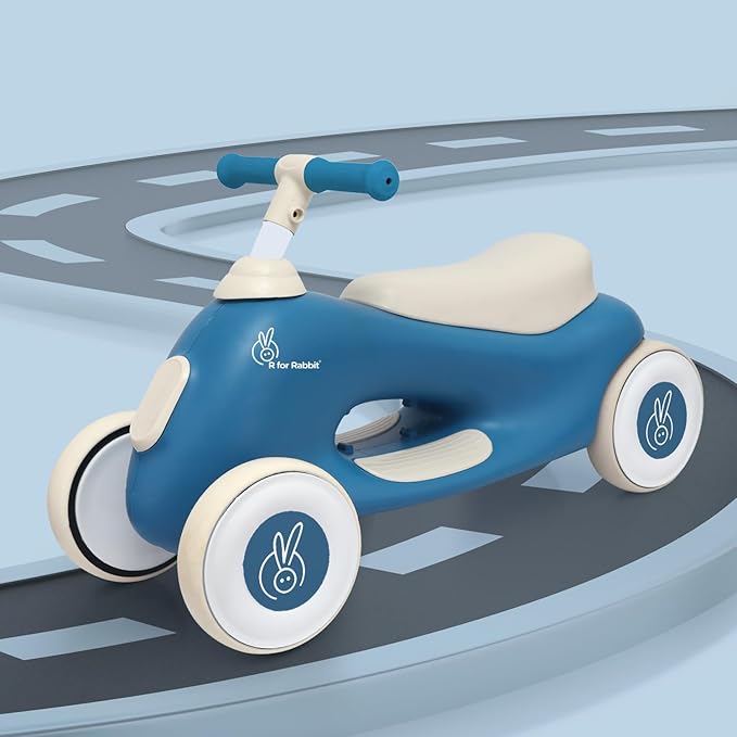 R for Rabbit Speedster Zoomy Push Ride-On for Baby, Wide TPE Wheels with Ergonomic & Comfortable Seat, Non Slip Footrest for 1 to 4 Years Kids, 20 Kgs Weight Capacity (Blue Grey)