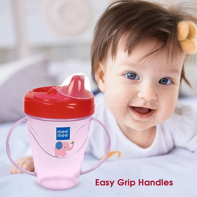 Mee Mee Baby Trainer Sippy Cup | Soft Spout, Leakproof Sipper for Toddlers | Dual Handle for Easy Grip | Non -Toxic, Lightweight & BPA Free, Pink (180 Ml)