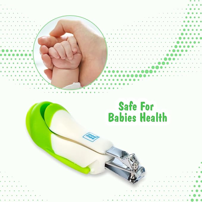 Mee Mee Gentle Nail Clipper (Pack of 1 - With Magnifier, White/Green
