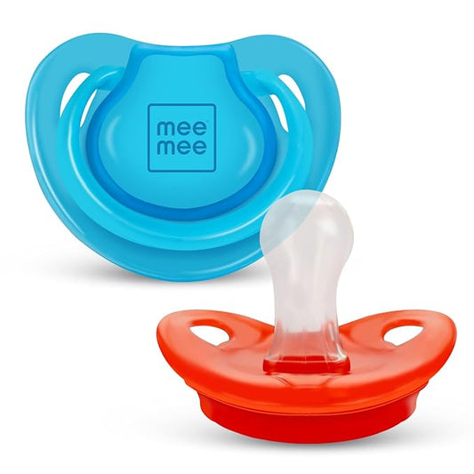 Mee Mee Baby Pacifier Ultra Light Soft Silicone Nipple| BPA Free | Oral stimulatory | Teether | Pack of 2 | 0-6