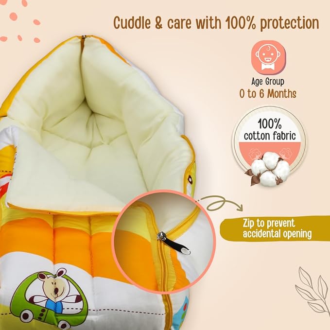 LuvLap 3 in 1 Baby Bed,Sleeping Bag&Carry Nest,Cotton Baby Bedding for New Born&Infant,Portable Bassinet,Unisex Baby Sleeping Bed,0M+ (Cars Print,Multicolour)