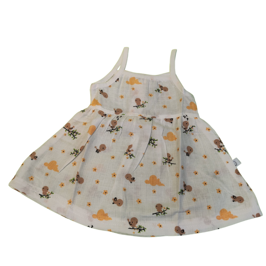 Muslin - Spaghetti Frock White (Brown Bird)