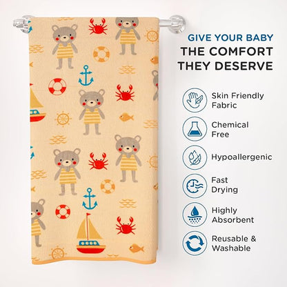 Mee Mee Micro Fiber Baby Bath Towel for New Born | Wash Cloth, Quick Absorbent, Extra Soft Cotton Towels for Kids/Toddlers/Infants/Babies, Pack of 1, Orange 70X110 CM