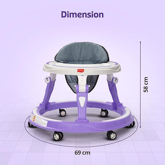 LuvLap Elegant 360° Baby Walkers for 6-18 Months | 3 Level Height Adjustment Walker/Advanced Baby Activity Walker for Kids, Walker for Boys & Girls, Purple