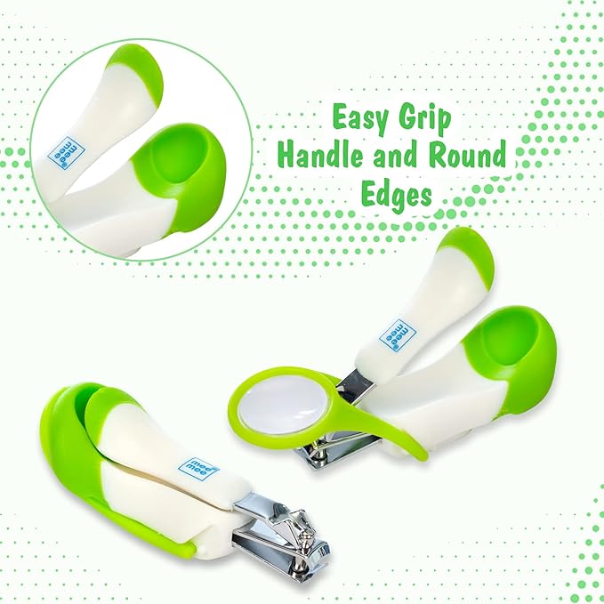 Mee Mee Gentle Nail Clipper (Pack of 1 - With Magnifier, White/Green