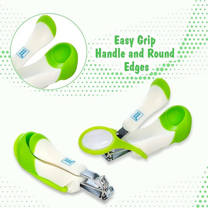 Mee Mee Gentle Nail Clipper (Pack of 1 - With Magnifier, White/Green