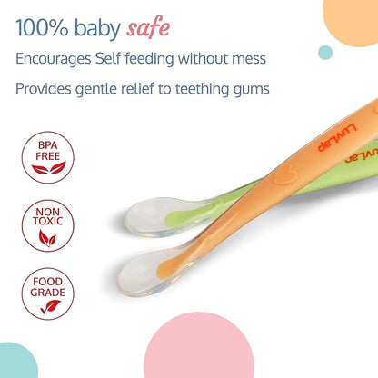 LuvLap Baby Feeding Spoon Set Of 2 With Ultra Supple 100% Silicone