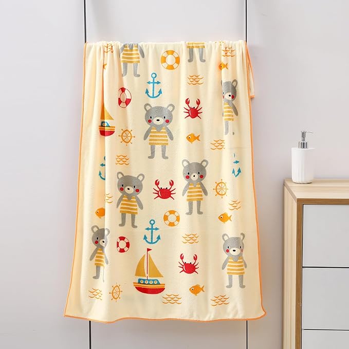 Mee Mee Micro Fiber Baby Bath Towel for New Born | Wash Cloth, Quick Absorbent, Extra Soft Cotton Towels for Kids/Toddlers/Infants/Babies, Pack of 1, Orange 70X110 CM