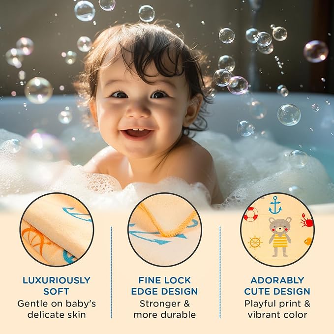 Mee Mee Micro Fiber Baby Bath Towel for New Born | Wash Cloth, Quick Absorbent, Extra Soft Cotton Towels for Kids/Toddlers/Infants/Babies, Pack of 1, Orange 70X110 CM