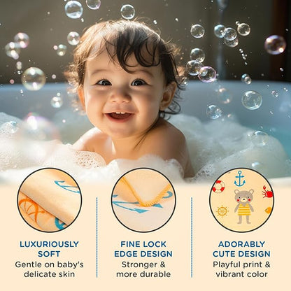 Mee Mee Micro Fiber Baby Bath Towel for New Born | Wash Cloth, Quick Absorbent, Extra Soft Cotton Towels for Kids/Toddlers/Infants/Babies, Pack of 1, Orange 70X110 CM