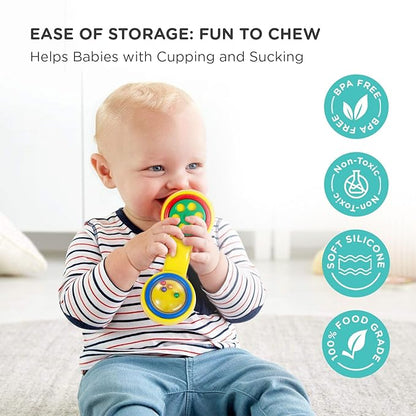 Mee Mee BPA Free Baby Rattles Set, Rattle Gift Set, Made of Food Grade Plastic, Grab Rattles and Soothing Teethers for Babies & Infants, Early Age Toys for Kids (Pack of 7, Multicolor