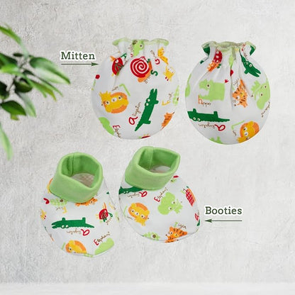ee Mee Cotton Soft Pampering Gift Set Hamper for New Born, Baby Boy, Baby Girl (8 Pieces, Green)