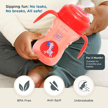 Mee Mee Baby Trainer Sippy Cup | Soft Spout, Leakproof Sipper for Toddlers | Dual Handle for Easy Grip | Non -Toxic, Lightweight & BPA Free, Red (240 Ml)