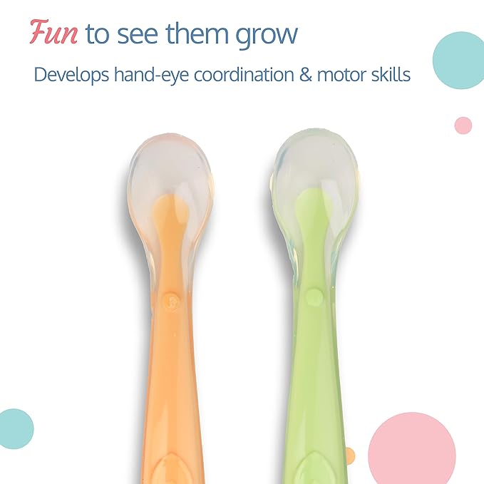 LuvLap Baby Feeding Spoon Set Of 2 With Ultra Supple 100% Silicone
