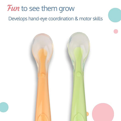 LuvLap Baby Feeding Spoon Set Of 2 With Ultra Supple 100% Silicone