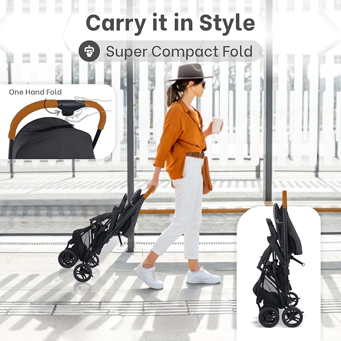 R for Rabbit Poppins Joy Stylish Baby Stroller | Pram for Kids with Reversible Handle | New Born Babies Stroller for 0 to 3 Years Boy and Girl (Black Grey)