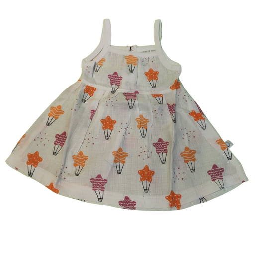 Muslin - Spaghetti Frock White (Star Parachute)