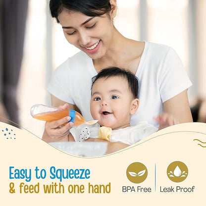 LuvLap Feeding Spoon with Squeezy Food Grade Silicone Feeder Bottle, for Infant Baby, 90ml, BPA Free