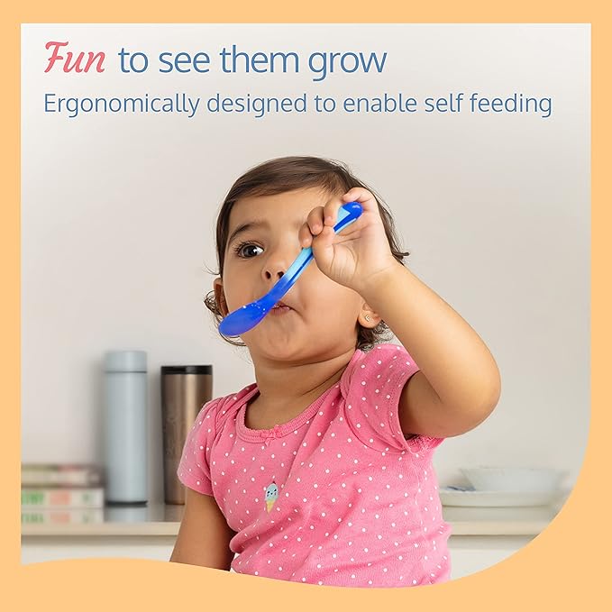 LuvLap Tiny Love Heat Sensitive Baby Feeding Spoons Set|Food Grade PP Kids & Baby Spoon with Soft Silicone