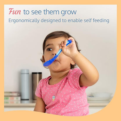 LuvLap Tiny Love Heat Sensitive Baby Feeding Spoons Set|Food Grade PP Kids & Baby Spoon with Soft Silicone