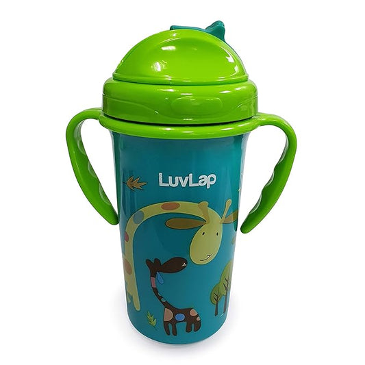 Luvlap Tiny Giffy Sipper 300ml, Anti-Spill Design with Soft Silicone Straw, 18m+ (Orange) Tiny Giffy Sipper/Sippy Cup 300ml, Anti-Spill Design with Soft Silicone Straw, 18m+ (Green)