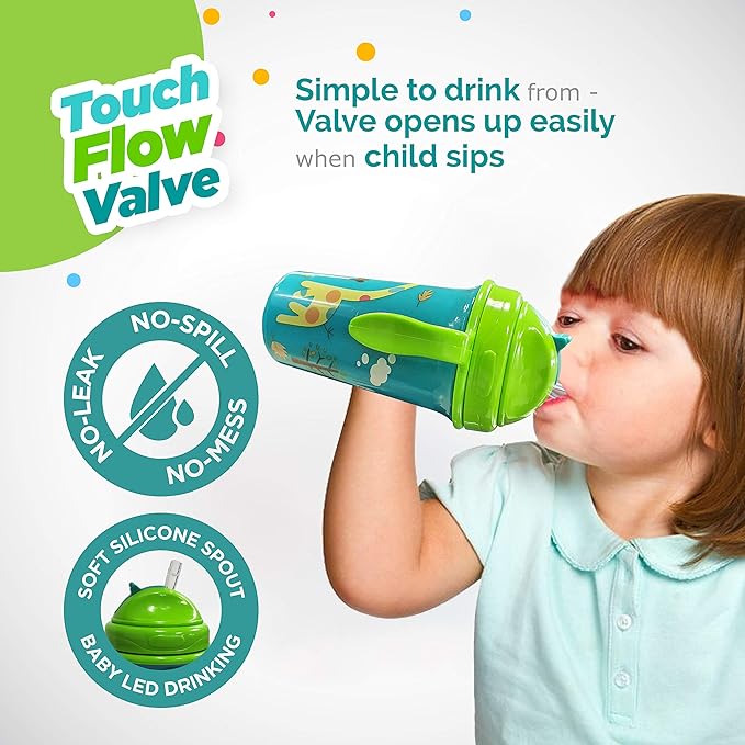 Luvlap Tiny Giffy Sipper 300ml, Anti-Spill Design with Soft Silicone Straw, 18m+ (Orange) Tiny Giffy Sipper/Sippy Cup 300ml, Anti-Spill Design with Soft Silicone Straw, 18m+ (Green)