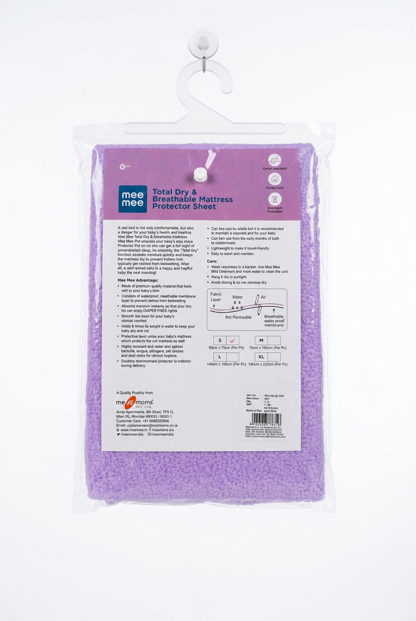 Mee Mee Total Dry & Breathable Mattress Protector Sheet – Purple