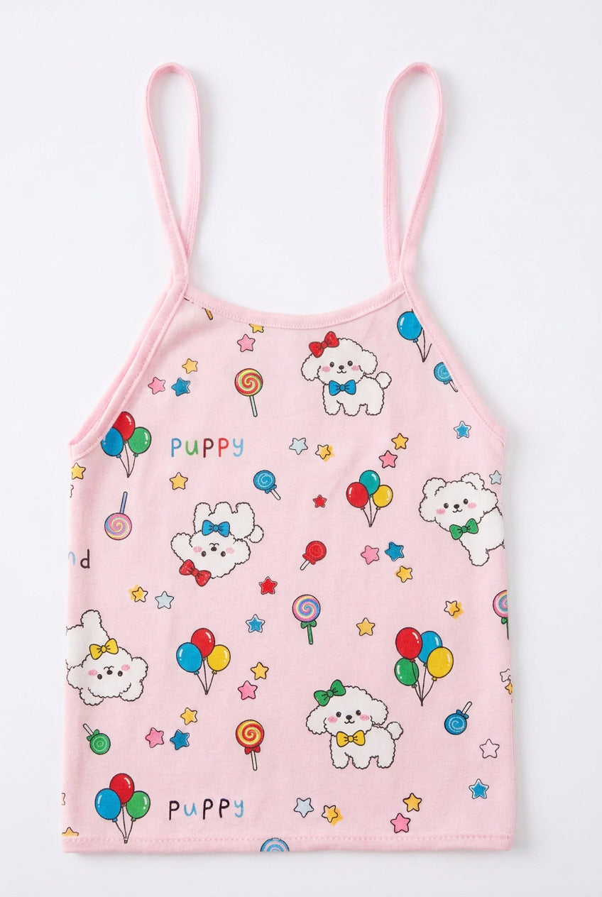 Jabla Cute Pink Puppy Print Girls Camisole Top  (pack of 2) : 420/.