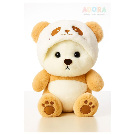 Adora Panda Hood Teddy Bear Plush Toy – Soft Stuffed Bear for Kids