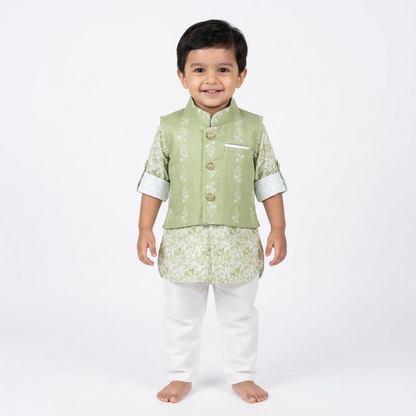 Stylish Green Ethnic Wear Set for Baby Boys | Traditional Festive Outfit