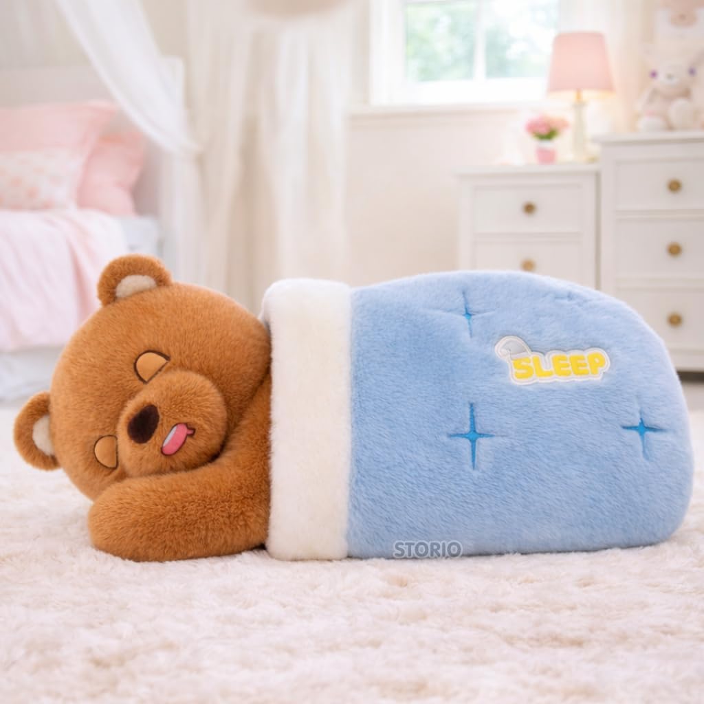 Sleeping Breathing Bear Plush Soft Toy for Kids & Babies