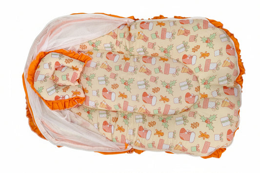 Mee Mee Cushioned Baby Mattress Set & Travel Bed with Mosquito Net & Pillow