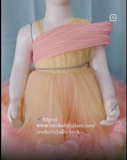 Yellow peach multi colored frock for 6 month to 5 years