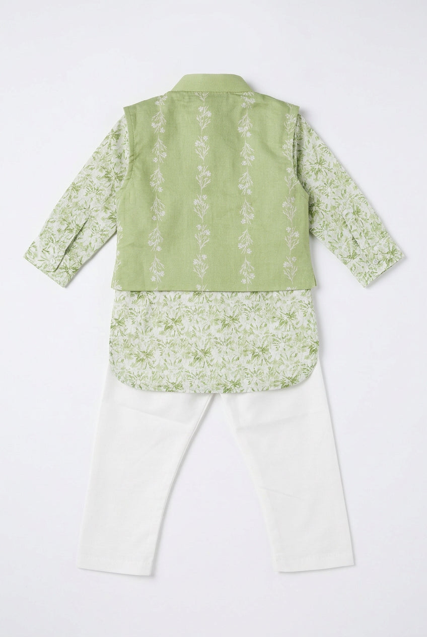Stylish Green Ethnic Wear Set for Baby Boys | Traditional Festive Outfit