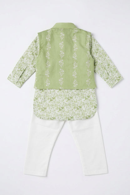 Stylish Green Ethnic Wear Set for Baby Boys | Traditional Festive Outfit