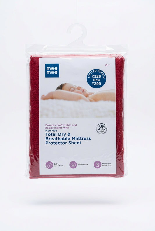 Mee Mee Total Dry & Breathable Baby Mattress Protector Sheet – Extra Absorbent & Cotton Soft ( Medium )