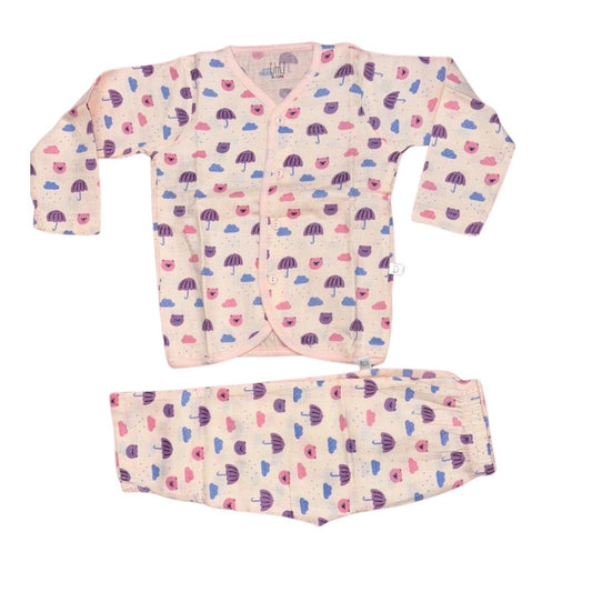Muslin - Full sleeve vest & pant  Peach Umbrella