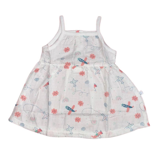 Muslin - Spaghetti Frock White (Aeroplane Orange)