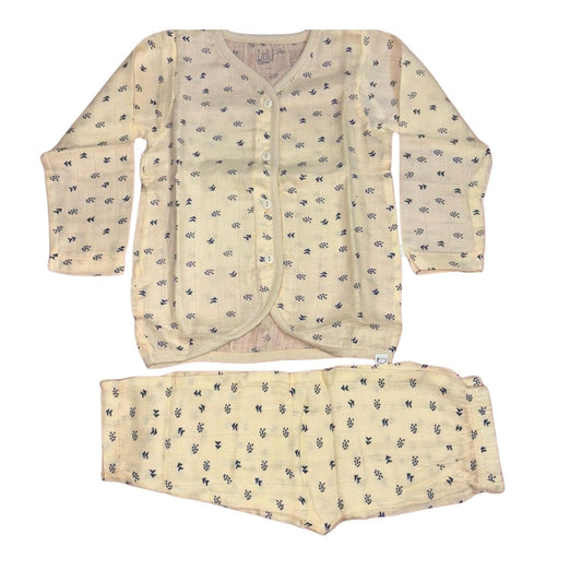 Muslin - Full sleeve vest & pant Pink Color