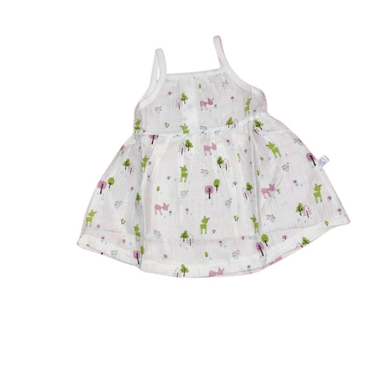 Muslin - Spaghetti Frock White (pink deer)