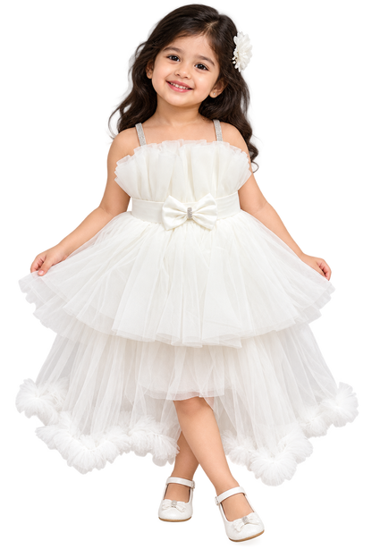 Elegant White Princess Party Dress for Girls