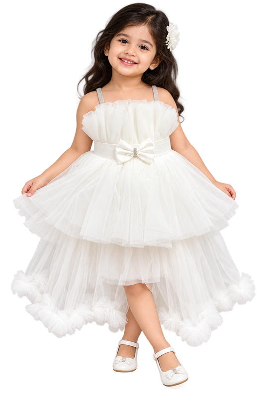 Elegant White Princess Party Dress for Girls