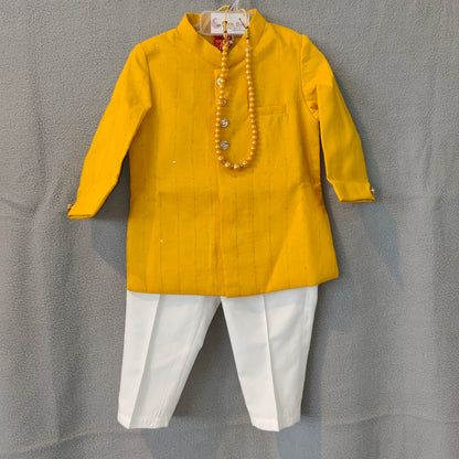 Bright Yellow Festive Kurta Set for Boys | Traditional Wear | 3M - 9M