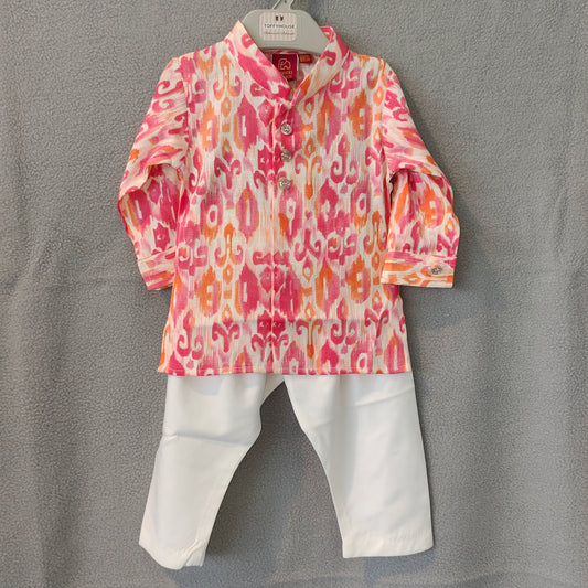 Vibrant Ikat Print Kurta Set for Boys | Traditional Wear | NB - 3M - 6M