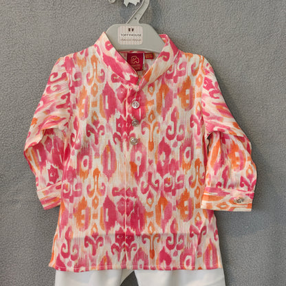 Vibrant Ikat Print Kurta Set for Boys | Traditional Wear | NB - 3M - 6M