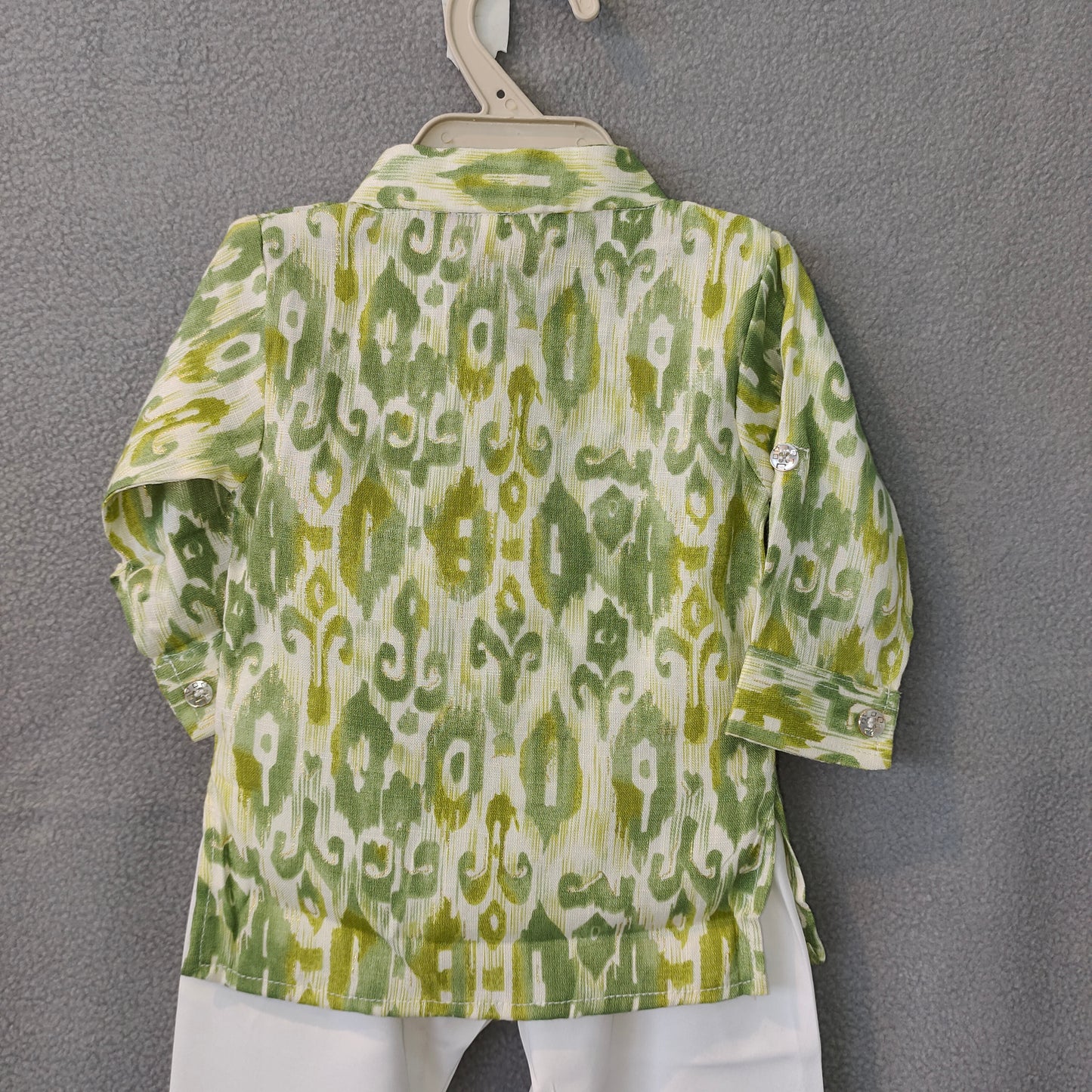 Green Ikat Print Kurta Set for Boys | Traditional Wear | 3M