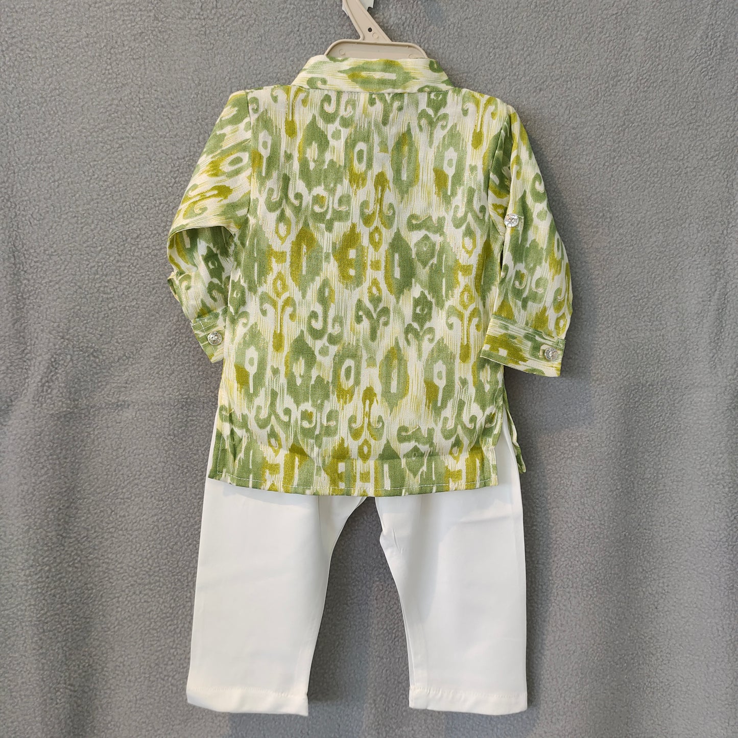 Green Ikat Print Kurta Set for Boys | Traditional Wear | 3M