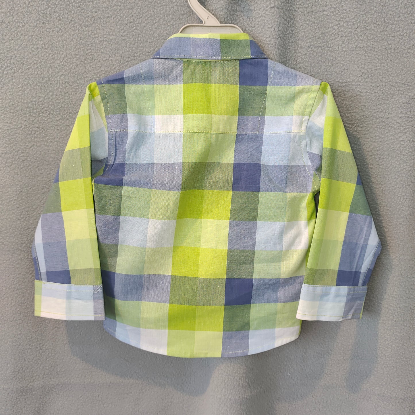 Cute Green & Blue Checked Shirt with Teddy Patch – Boys Casual Set