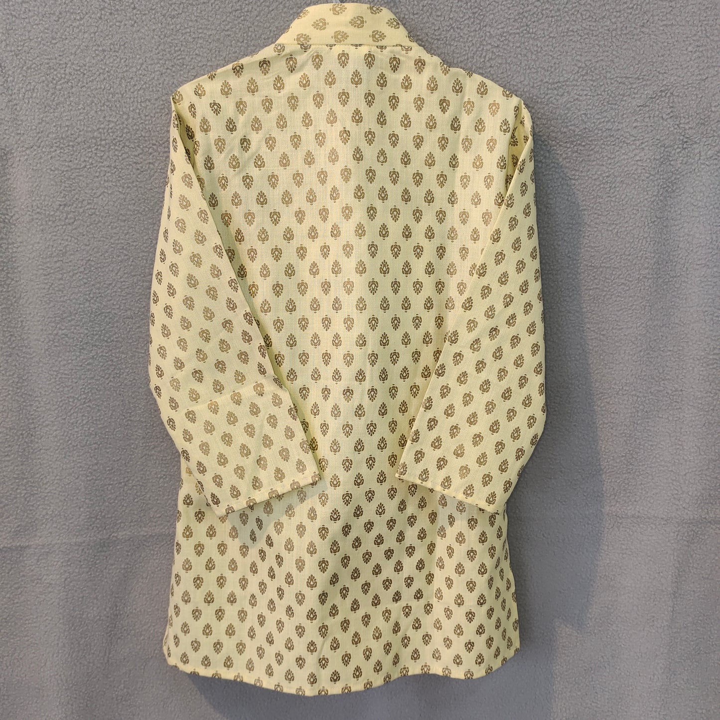 Golden Yellow Printed Boys’ Ethnic Kurta